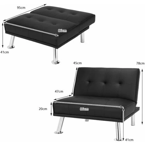 Single Sofa Bed Chair 3-Position Adjustable Reclining PU Leather Lounge Couch 4 Single Sofa Bed Chair 3-Position Adjustable Reclining PU Leather Lounge Couch - Image 2