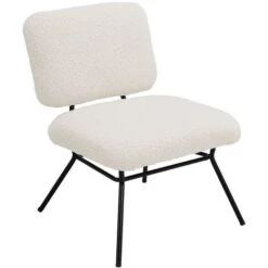 Livingandhome Beige Faux Wool Accent Chair Occasional Chair -Living Room Furniture Store 71614622 4