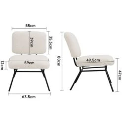 Livingandhome Beige Faux Wool Accent Chair Occasional Chair -Living Room Furniture Store 71614622 5