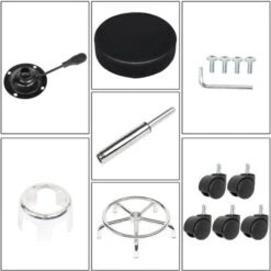 Swivel Stool Height Adjustable 360�� Rotation Chair Office Round Bar Stool, Black 10 Swivel Stool Height Adjustable 360�� Rotation Chair Office Round Bar Stool, Black -Living Room Furniture Store 71625823 4