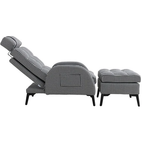 Livingandhome Adjustable Houndstooth Recliner Chair With Footstool 6 Livingandhome Adjustable Houndstooth Recliner Chair With Footstool - Image 4