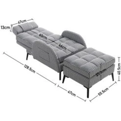 Livingandhome Adjustable Houndstooth Recliner Chair With Footstool 11 Livingandhome Adjustable Houndstooth Recliner Chair With Footstool -Living Room Furniture Store 71685412 5