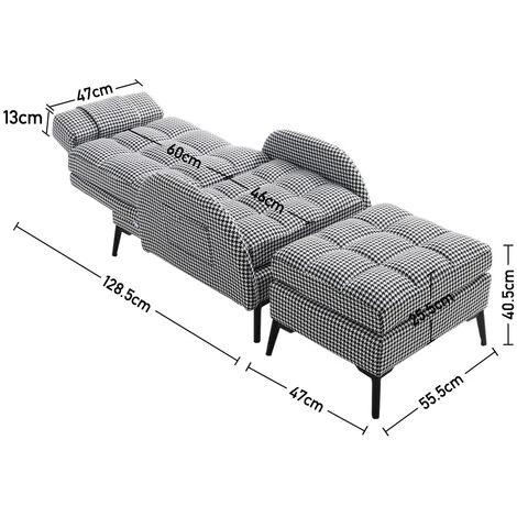 Livingandhome Adjustable Houndstooth Recliner Chair With Footstool 7 Livingandhome Adjustable Houndstooth Recliner Chair With Footstool - Image 5