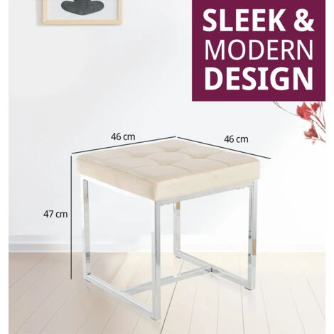 Hallowood Furniture Finley Bedroom Fabric Dressing Table Stool - Brown Velvet Foot Stool With Chrome Legs For Bedroom, Living Room And Hallway 5 Hallowood Furniture Finley Bedroom Fabric Dressing Table Stool - Brown Velvet Foot Stool With Chrome Legs For Bedroom, Living Room And Hallway - Image 3