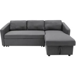 Livingandhome Dark Grey Corner Sofa Bed 3 Seater Sofa With Storage 10 Livingandhome Dark Grey Corner Sofa Bed 3 Seater Sofa With Storage -Living Room Furniture Store 72243995 4