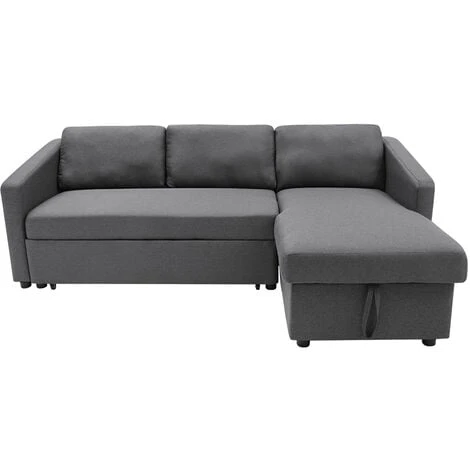 Livingandhome Dark Grey Corner Sofa Bed 3 Seater Sofa With Storage 6 Livingandhome Dark Grey Corner Sofa Bed 3 Seater Sofa With Storage - Image 4