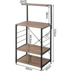 WOLTU 4 Tier Kitchen Storage Shelf Rack Microwave Oven Stand Holder Cabinet Shelf Black+oak -Living Room Furniture Store 72518428 3