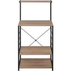 WOLTU 4 Tier Kitchen Storage Shelf Rack Microwave Oven Stand Holder Cabinet Shelf Black+oak -Living Room Furniture Store 72518428 4