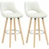 WOLTU 2 Pcs Bar Stools Breakfast Kitchen Counter High Stools Wood Legs Barstools White
