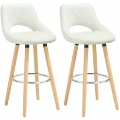 WOLTU 2 Pcs Bar Stools Breakfast Kitchen Counter High Stools Wood Legs Barstools White