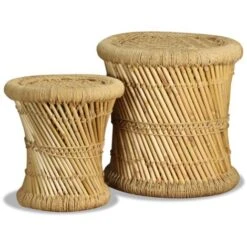 Stools 2 Pcs Bamboo And Jute VidaXL