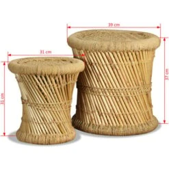 Stools 2 Pcs Bamboo And Jute VidaXL -Living Room Furniture Store 7280684 3