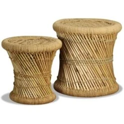 Stools 2 Pcs Bamboo And Jute VidaXL -Living Room Furniture Store 7280684 4