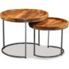 Side Table Set 2 Pieces Solid Mango Wood VidaXL -Living Room Furniture Store 7280685 1