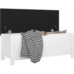 Storage Box With Cushion White 105x40x45 Cm Engineered Wood VidaXL -Living Room Furniture Store 73052036 4