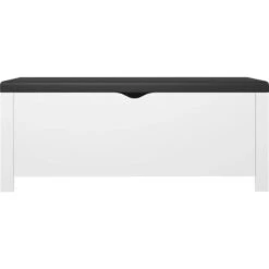 Storage Box With Cushion White 105x40x45 Cm Engineered Wood VidaXL -Living Room Furniture Store 73052036 5