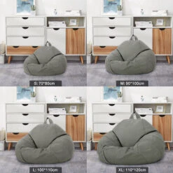 Lazy Sofa Bag Cover Large Bean Bag Chair Sofa Cover Comfortable Ergonomic No Fillings��grey,L - Meerveil -Living Room Furniture Store 73465768 3