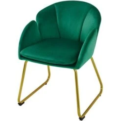 Yaheetech Accent Chair Flower Shape Velvet Armchair, Green