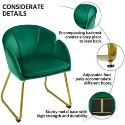 Yaheetech Accent Chair Flower Shape Velvet Armchair, Green -Living Room Furniture Store 73471008 4
