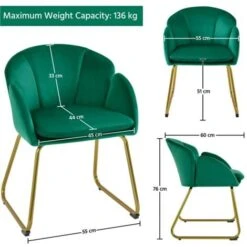 Yaheetech Accent Chair Flower Shape Velvet Armchair, Green -Living Room Furniture Store 73471008 5