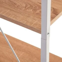 WOLTU 4-Tier Storage Rack Bookcases Display Stand Wood Shelf Metal Frame Ladder Shelf White+light Oak -Living Room Furniture Store 73773868 4