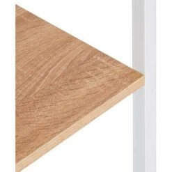 WOLTU 4-Tier Storage Rack Bookcases Display Stand Wood Shelf Metal Frame Ladder Shelf White+light Oak -Living Room Furniture Store 73773868 5