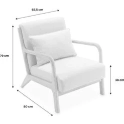 Wooden Armchair With Scandi-style Compass Legs And Cushion - Lorens - Water Green -Living Room Furniture Store 74082465 4