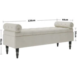 Livingandhome Beige Flip Top Storage Bench With Side Arms -Living Room Furniture Store 74768546 5