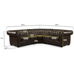 Bernard Bonded Corner Leather Chesterfield Sofa Antique Brown