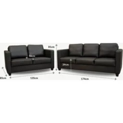 Rubix Range 3+2 Seater Leather Sofa Set Black -Living Room Furniture Store 74788832 3