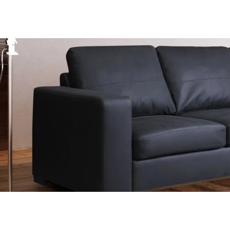 Amoroso Leather Corner Sofa Black Right Hand 4 Amoroso Leather Corner Sofa Black Right Hand - Image 2