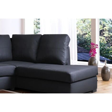Amoroso Leather Corner Sofa Black Right Hand 5 Amoroso Leather Corner Sofa Black Right Hand - Image 3