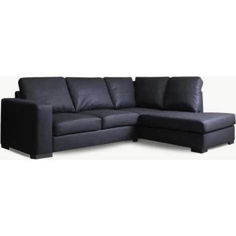 Amoroso Leather Corner Sofa Black Right Hand 6 Amoroso Leather Corner Sofa Black Right Hand - Image 4