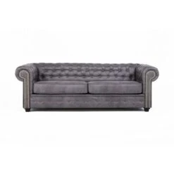 Hever Chesterfield 3 Seater Sofa Brown -Living Room Furniture Store 74788939 4