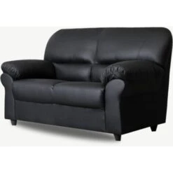 Saga 2 Seater Coventry Leather Sofa Black