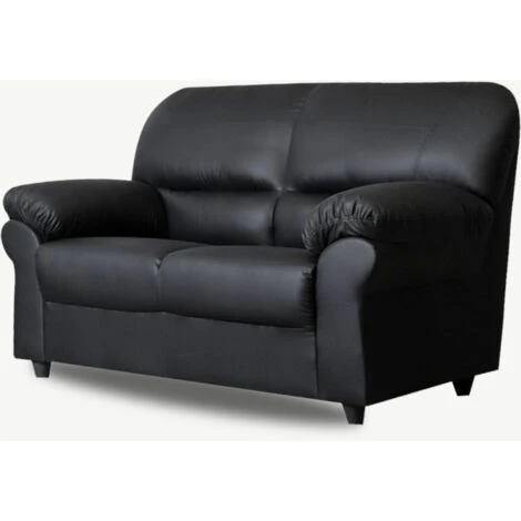 Saga 2 Seater Coventry Leather Sofa Black 3 Saga 2 Seater Coventry Leather Sofa Black