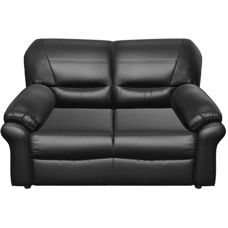 Saga 2 Seater Coventry Leather Sofa Black 4 Saga 2 Seater Coventry Leather Sofa Black - Image 2