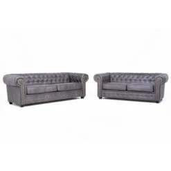 Hever Chesterfield 3+2 Sofa Set Brown