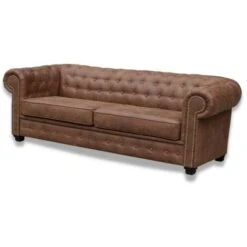 Hever Chesterfield 3+2 Sofa Set Brown -Living Room Furniture Store 74789101 4