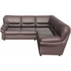 Saga Leather Double Corner Sofa Brown -Living Room Furniture Store 74789158 1