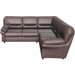 Saga Leather Double Corner Sofa Brown