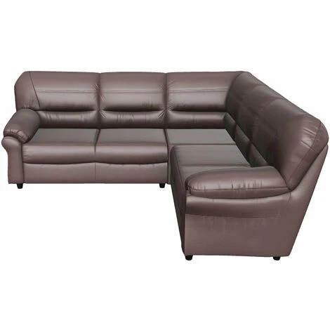 Saga Leather Double Corner Sofa Brown 3 Saga Leather Double Corner Sofa Brown