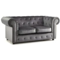 Asha 2 Seater Deluxe Velvet Sofa Grey