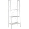 WOLTU 4-Tier Storage Rack Bookcases Display Stand Wood Shelf Metal Frame Ladder Shelf White