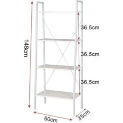 WOLTU 4-Tier Storage Rack Bookcases Display Stand Wood Shelf Metal Frame Ladder Shelf White -Living Room Furniture Store 75063825 3
