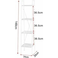 WOLTU 4-Tier Storage Rack Bookcases Display Stand Ladder Shelf Free Standing White+light Wood -Living Room Furniture Store 75063827 3