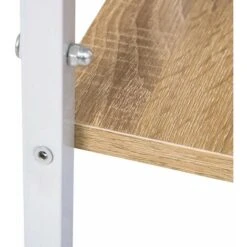 WOLTU 4-Tier Storage Rack Bookcases Display Stand Ladder Shelf Free Standing White+light Wood -Living Room Furniture Store 75063827 5