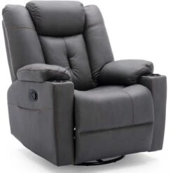 AFTON FABRIC RECLINER ROCKING SWIVEL GAMING CINEMA LOUNGE SOFA CHAIR CHARCOAL