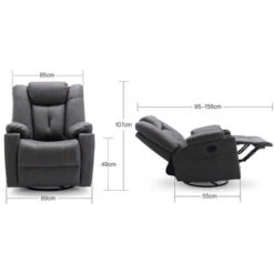 AFTON FABRIC RECLINER ROCKING SWIVEL GAMING CINEMA LOUNGE SOFA CHAIR CHARCOAL -Living Room Furniture Store 75395659 5