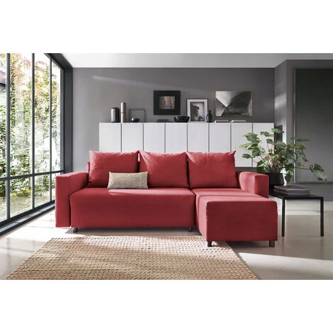 Oslo Corner Sofa Bed In Red - Right Facing - Color Red 3 Oslo Corner Sofa Bed In Red - Right Facing - Color Red